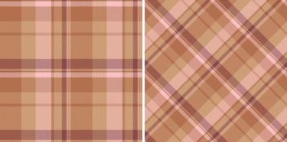 Two elegant plaid patterns in soft brown and pink hues. Perfect for textile design, fashion, home decor, or website backgrounds. vector