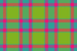 Vibrant lime green, teal, and pink plaid pattern. Perfect for textiles, website backgrounds, or fashion design. This bold, geometric design offers a playful yet sophisticated aesthetic. vector