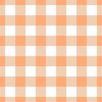 Horizon plaid textile pattern, difficult tartan texture. Repeating check seamless background fabric in orange and white colors. vector