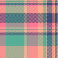 Horizontal plaid check texture, halloween fabric pattern. Craft tartan textile seamless background in orange and teal colors. vector