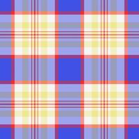 Aged check seamless plaid, room fabric tartan. Mat textile pattern background texture in red and blue colors. vector