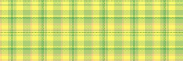 Minimal fabric tartan background, chic seamless check textile. Vintage plaid texture pattern in green and yellow colors. vector