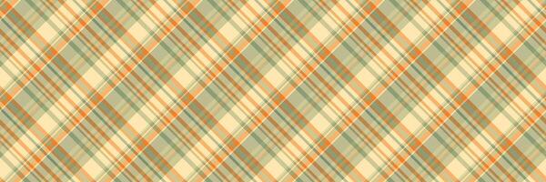 Installing fabric tartan, formal pattern textile background. Room check texture seamless plaid in orange and pastel colors. vector