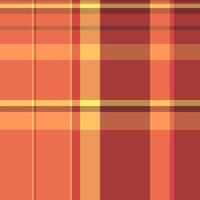 Bandana fabric texture check, lined seamless background pattern. Preppy plaid tartan textile in red and orange colors. vector