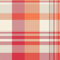 Vibrant coral and cream plaid pattern. Perfect for textile design, website backgrounds, or fashion projects. This seamless texture offers a modern, stylish feel. Ideal for autumnal themes. vector