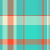 Vibrant teal, coral, and beige plaid pattern. Perfect for textile design, website backgrounds, or fashion projects. Clean, modern, and versatile graphic. vector