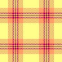 Trend tartan texture , colorful check background fabric. Pretty plaid textile seamless pattern in yellow and orange colors. vector
