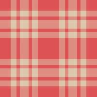 Grid plaid pattern, fuzzy check textile seamless. Curved background fabric texture tartan in red and light colors. vector