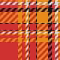 Daisy plaid pattern seamless, naked background check. Pure tartan fabric texture textile in red and orange colors. vector