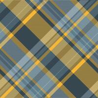 Golf pattern fabric, purchase texture seamless background. Heritage tartan textile plaid check in cyan and amber colors. vector