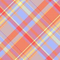 Vibrant diagonal plaid pattern in pastel and coral hues. Perfect for textile design, website backgrounds, or fashion projects. vector