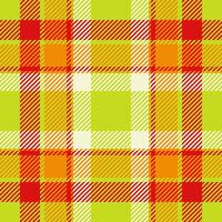 Equal background tartan, fluffy check fabric texture. Simplicity textile seamless pattern plaid in lime and red colors. vector