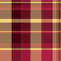 Choice textile check tartan, product texture fabric plaid. Harvest seamless pattern background in red and amber colors. vector
