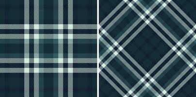 background textile of seamless plaid pattern with a tartan check texture fabric. Set in sea colors. Fashion outfits for women. vector