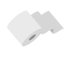 Simple isometric illustration of a toilet paper roll, featuring a clean, minimalist design. vector