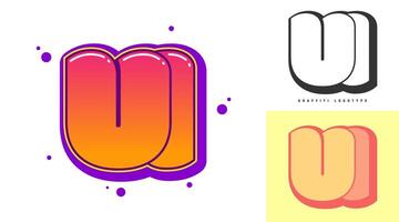 UI logo design for festival or party. Initial letter u and i in graffiti style. Creative modern lettering company name of font typography. Kids trendy logotype or identity. vector
