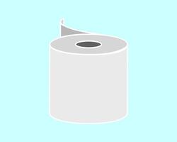 Simple illustration of a roll of toilet paper against a light blue background. Perfect for hygiene, cleanliness, and bathroomrelated designs. Clean lines and minimalist style. vector