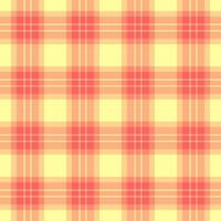 Vibrant pastel plaid pattern in yellow and coral. Perfect for textile design, website backgrounds, or cheerful branding. This seamless texture evokes feelings of warmth, happiness, and springtime. vector