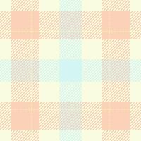 Delightful pastel plaid pattern in soft peach, light blue, and cream. Ideal for textile designs, stationery, websites, and more. Seamless repeat adds versatility for various applications. vector