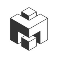 Abstract isometric cube composition. Stylish monochrome design perfect for tech, engineering, architecture, or design concepts. Represents connection, structure, or innovation. vector