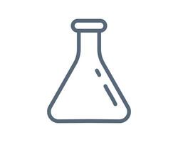 Simple, clean line art illustration of an Erlenmeyer flask. Ideal for science, education, chemistry, laboratory, experiment, research, and healthcare designs. vector