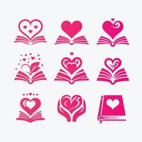 Heart book Journey collection logo vector