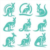 Kangaroo icons collection logo vector