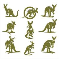 Kangaroo icons set collection logo vector