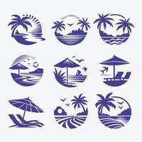 unique beach pool logo vector