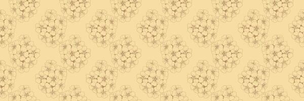 Elegant beige floral pattern. Delicate line art flower bouquets create a seamless texture, perfect for backgrounds, textiles, and stationery. vector