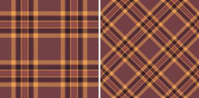 Two seamless autumnal plaid patterns in rich maroon and gold hues. Perfect for fallthemed designs, textiles, websites, or packaging. vector