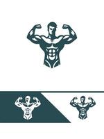 Iron Pulse Muscular Logo Design vector