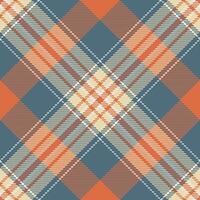 Eps textile check seamless, duvet background plaid pattern. Tattersall tartan texture fabric in cyan and orange colors. vector