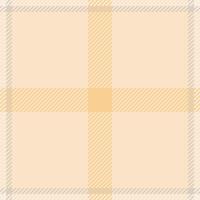 Border seamless tartan pattern, 1960s plaid background textile. Slim texture fabric check in light and amber colors. vector
