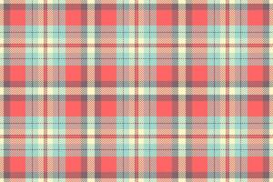 Vibrant coral, pastel blue, and cream plaid pattern. Perfect for textile design, fashion, website backgrounds, or scrapbooking projects. Seamless repeat texture offers versatile design applications. vector