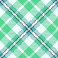 Tone tartan plaid textile, tattersall pattern texture. Endless background check fabric seamless in azure and green colors. vector