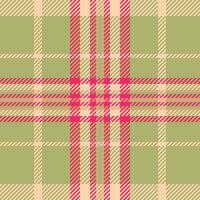 Vintage fabric textile, woven pattern plaid background. Scratched seamless tartan texture check in lime and orange colors. vector