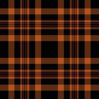 Kind tartan textile fabric, realistic background check. Subtle plaid pattern seamless texture in orange and black colors. vector