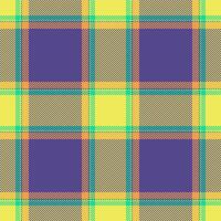 Decor check pattern, foot tartan plaid textile. Hunter texture fabric seamless background in indigo and yellow colors. vector