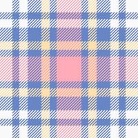 Pastel plaid pattern in soft pink, blue, and beige. Perfect for textile design, fashion, scrapbooking, or website backgrounds. This cheerful, subtle texture evokes feelings of comfort and springtime. vector