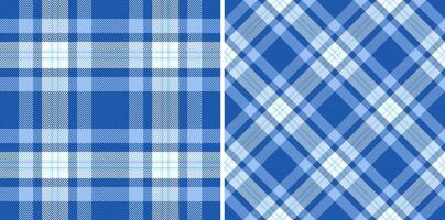 Fabric texture check of plaid seamless with a pattern tartan background textile. Set in sky colors in flannel shirt outfit ideas. vector