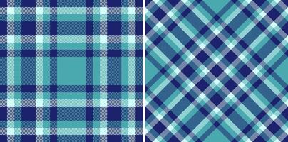 Dual teal and navy plaid patterns, perfect for textile design, fashion, or web backgrounds. Classic yet modern, these seamless textures offer versatile design options. vector