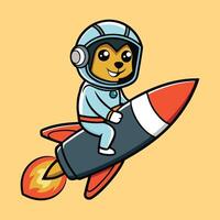 Rottweiler in Space Riding Rocket for Playful Astronaut Designs vector