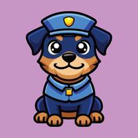 Police Rottie in Doodle Action vector