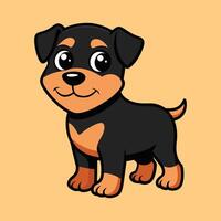 Fluffy Rottie Standing with Excitement vector