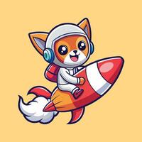 Playful Chihuahua Exploring Space on a Rocket vector