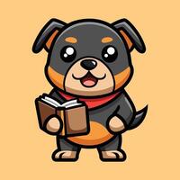 Adorable Rottie with an Open Book vector