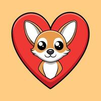 Chihuahua Wrapped in a Blanket of Hearts vector