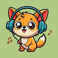 Chihuahua Smiling While Tuning Into Music vector