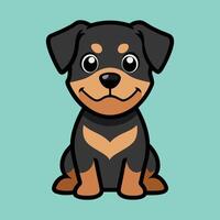Happy Rottie Sitting Calmly vector